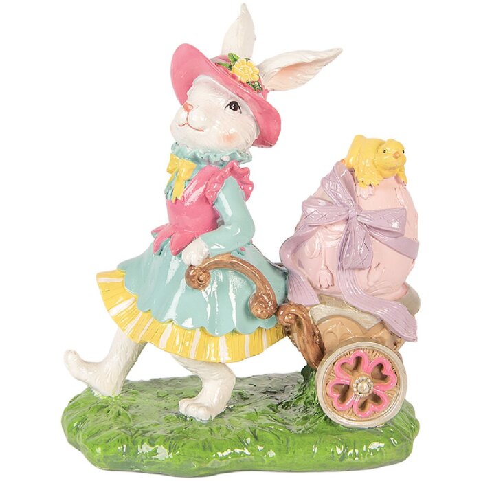 Decorativ șoarece alb-verde Clayre & Eef, 19x11x23 cm