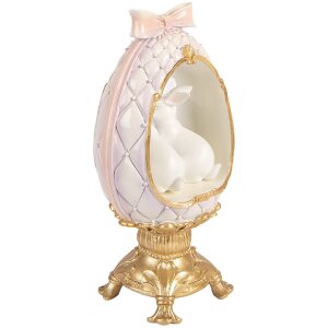 Decorativ ouă cu înger de pește alb-gold, 17x12x31 cm