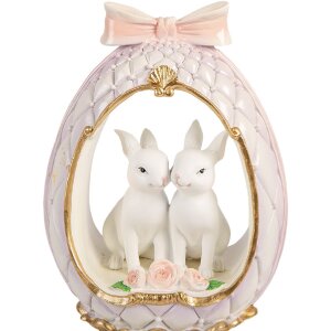 Decorativ ouă cu înger de pește alb-gold, 17x12x31 cm