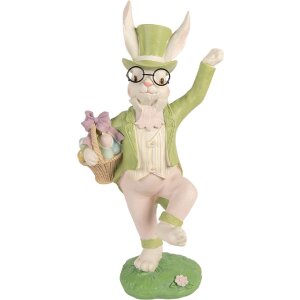 Decorativă de lapin alb-verde Clayre & Eef, 19x15x36 cm