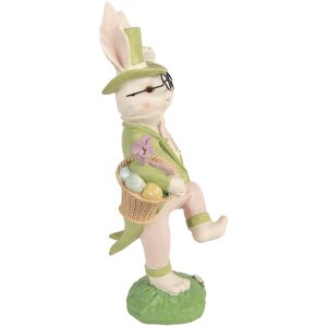 Decorativă de lapin alb-verde Clayre & Eef, 19x15x36 cm