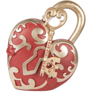 Decor cu inimă și cheie roșu-gold, 22x9x30 cm, Clayre...