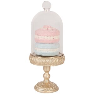 Clopot din sticlă Clayre & Eef cu decor aur și roz...
