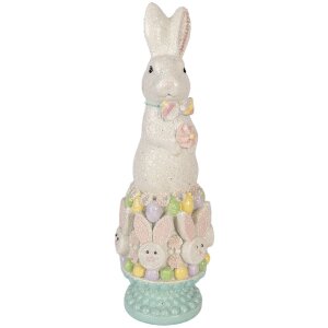 Decorațiune de casă în formă de iepure Clayre & Eef alb-roz 12x11x34 cm