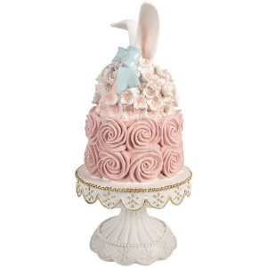 Decorare tortă Clayre & Eef alb-roz Ø 17x35 cm