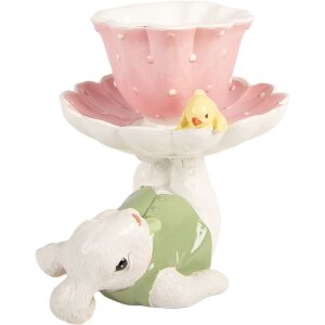 Lapin decorativ Clayre & Eef alb-roz, 20x14x17 cm