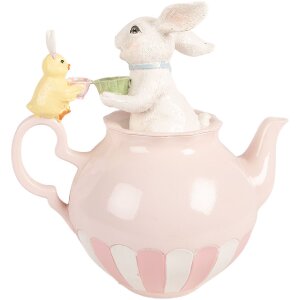 Decorare pisică Clayre & Eef alb roz 20x14x20 cm