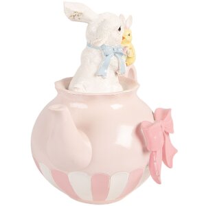 Decorare pisică Clayre & Eef alb roz 20x14x20 cm