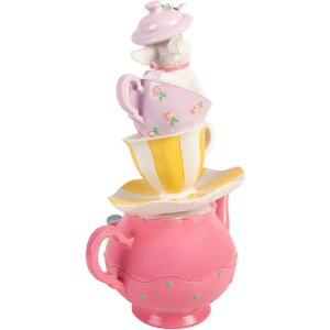 Figură decorative cu șoricel și ceainic din polyresin, Clayre & Eef