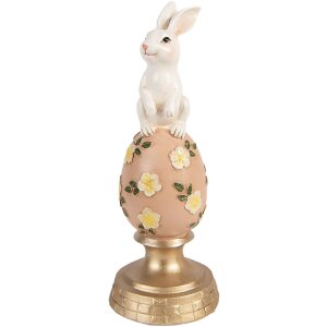 Decoratie iepure pe ou alb roz Ø 10x26 cm - Clayre...