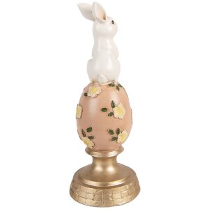 Decoratie iepure pe ou alb roz Ø 10x26 cm - Clayre & Eef