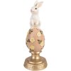 Decoratie iepure pe ou alb roz Ø 10x26 cm - Clayre & Eef