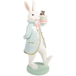 Decorare șoarece cu tort, alb-albastru, Clayre & Eef