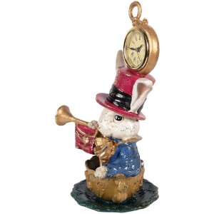 Iepure cu ceas Clayre & Eef, nuanțe bej aur, 15x11x23 cm