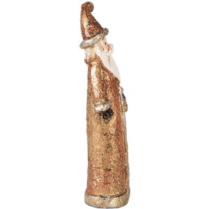 Decoratie Moș Crăciun Clayre & Eef roșu-auriu 4x3x12 cm