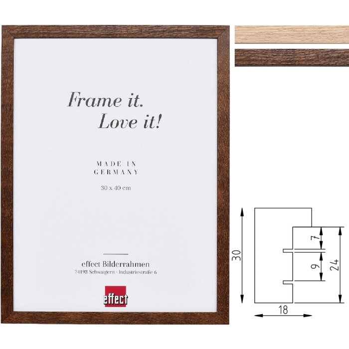 Râmă foto din lemn masiv Profil 2430 – cedru sau nuc, diverse dimensiuni și tipuri de sticlă