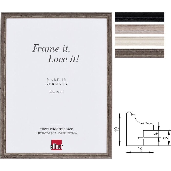 Râmă foto Profil 2440 cu perle, lemn lucios, Shabby-Chic, 1,6 cm