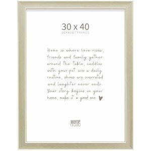 Rama foto Deknudt S244 argint, 30x40 cm, cu efect de lemn și profil concav