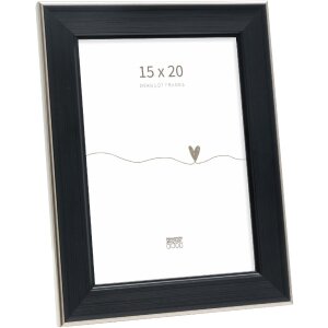 Ramă foto Deknudt S244 neagră cu margine argintie 15x20 cm