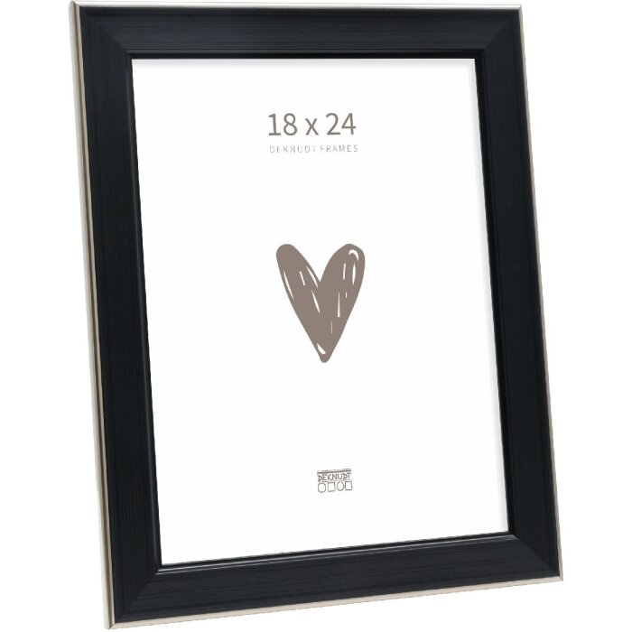 Ramă foto Deknudt S244 neagră cu margine argintie 18x24 cm