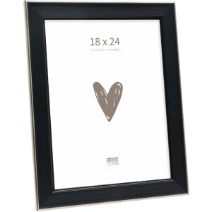 Ramă foto Deknudt S244 neagră cu margine argintie 18x24 cm