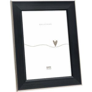 Ramă foto Deknudt S244 neagră cu margine argintie 21x29,7 cm