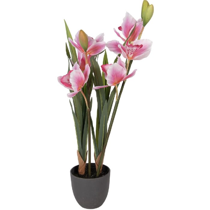 Decorativă plantă artificială Cattleya Hybrida roz-verde 55 cm