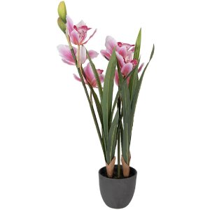 Decorativă plantă artificială Cattleya Hybrida roz-verde 55 cm