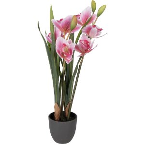 Decorativă plantă artificială Cattleya Hybrida roz-verde 55 cm