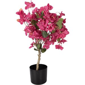 Decorativ bougainvillea roz cu frunze verzi, 30x30x90 cm, Clayre & Eef