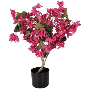 Decorativ bougainvillea roz cu frunze verzi, 30x30x90 cm, Clayre & Eef