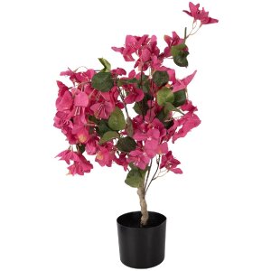 Decorativ bougainvillea roz cu frunze verzi, 30x30x90 cm, Clayre & Eef