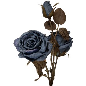 Rama decorativă cu ramură și flori Clayre & Eef, albastru-verde, 12x12x70 cm