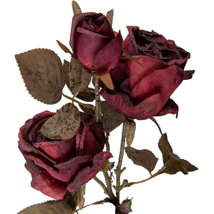 Decorativ ramă cu ramură și flori Clayre & Eef roșu-verde 12x12x70 cm