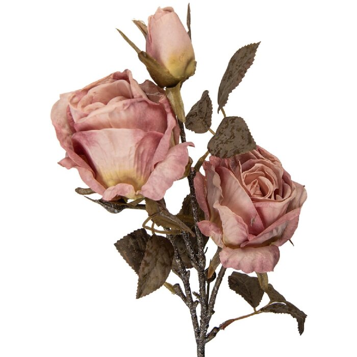 Ramură decorativă cu flori Clayre & Eef, roz și verde, 12x12x70 cm