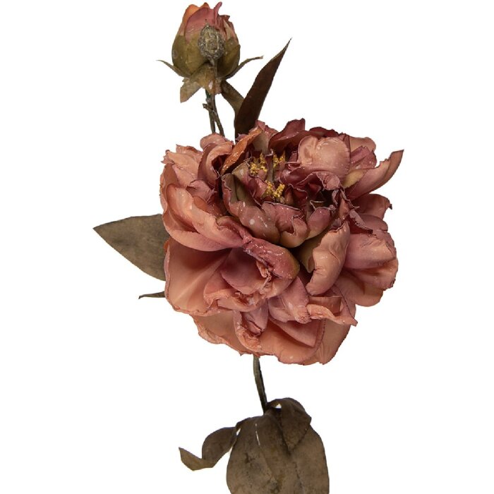 Rama decorativă cu flori realiste roz și verde, 14x17x73 cm