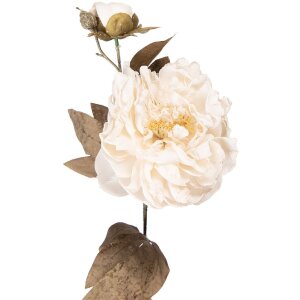 Ramă decorativă cu ramură și flori alb-verde, 73x17 cm