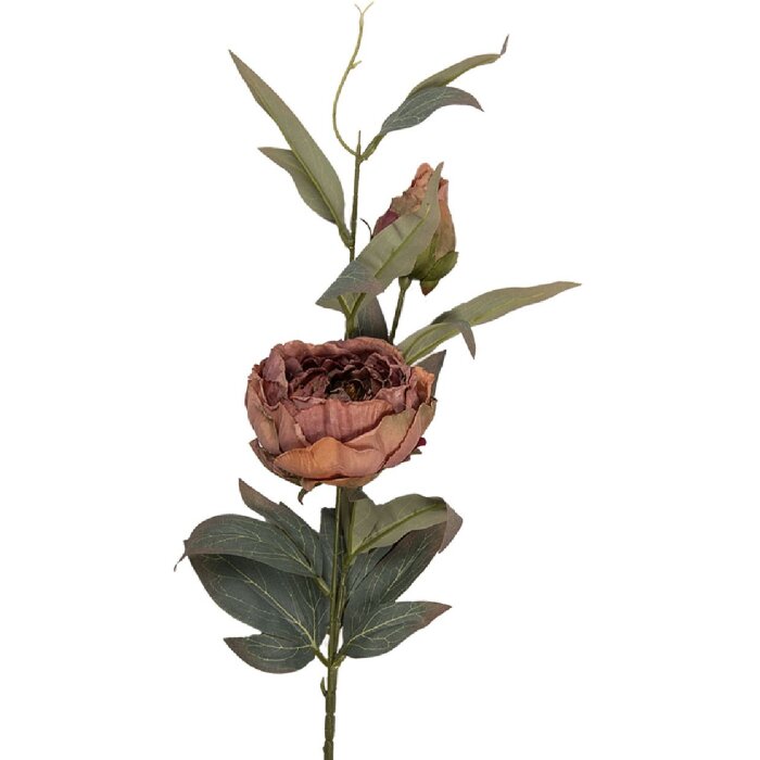 Decorare florală realistă cu frunze și flori, roz și verde, 14x14x83 cm