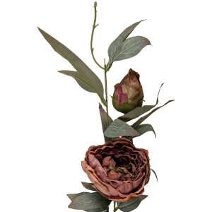 Decorare florală realistă cu frunze și flori, roz și verde, 14x14x83 cm