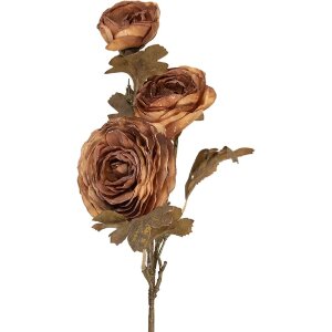 Decorație cu ramură și flori Clayre & Eef, 10x12x70 cm, maro-verde