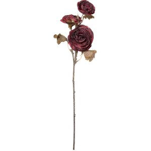 Decorativă cu ramură și flori Clayre & Eef, roșu-verde, 10x12x70 cm