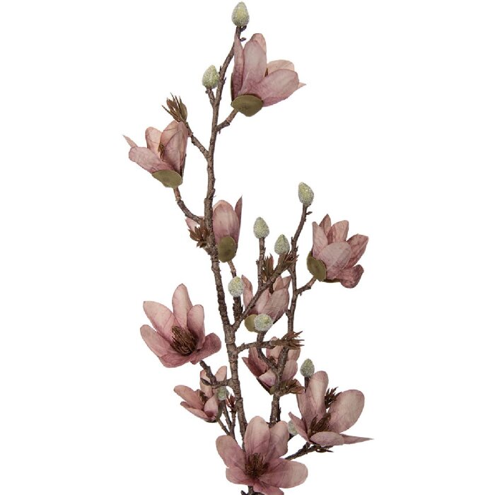 Decor cu ramură și flori Clayre & Eef, roz și maro, 12x15x92 cm
