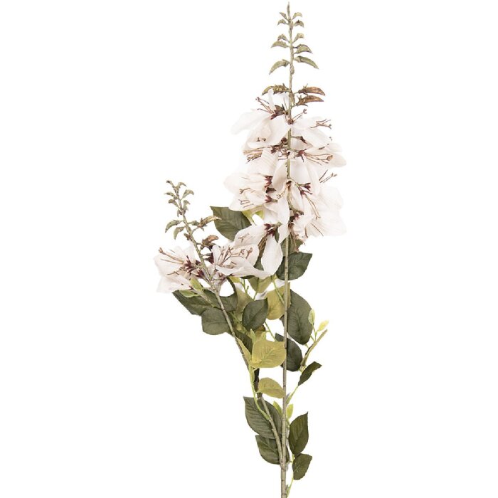 Decorativ cu ramură și flori Clayre & Eef, alb-verde, 10x13x100 cm