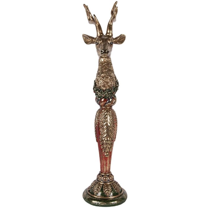 Decorație ceramică Hirsch aurie cu accente verzi 16x22x70 cm