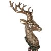 Decorație ceramică Hirsch aurie cu accente verzi 16x22x70 cm