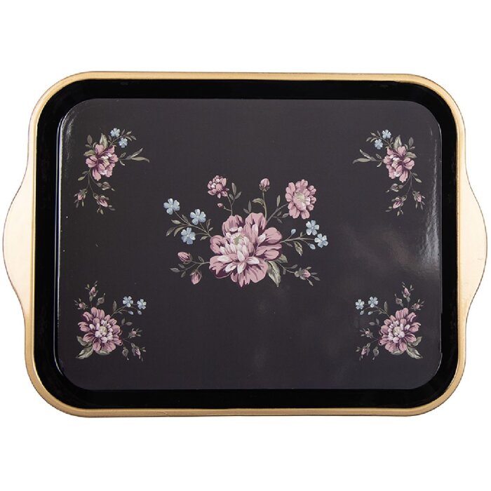 Tabletă decorativă Clayre & Eef 38x27x2 cm, negru-rosu