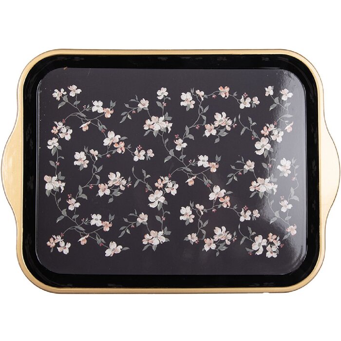 Tableta Clayre & Eef 66439, alb-negru, 38x27x2 cm