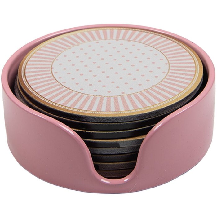 Set de 8 untersetzători Clayre & Eef Ø 10x4 cm bej roz