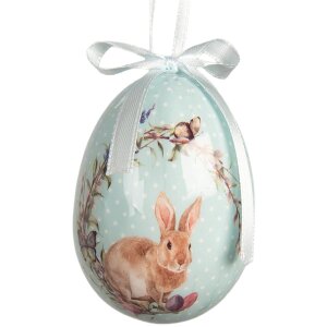 Set de 9 hângări decorative în formă de ou, Clayre & Eef, albastru-alb