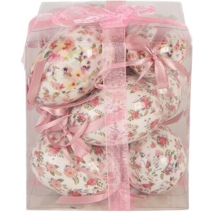 Set de 9 hângări decorative în formă de ou, alb și roz, Clayre & Eef